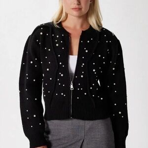 Jason Wu Black Cardigan with Silver Accents. Size medium.